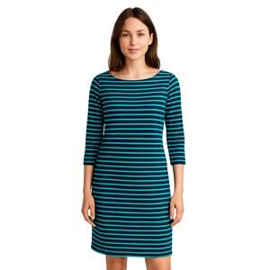 Fossil Teal Striped Midi Shift Dress Small